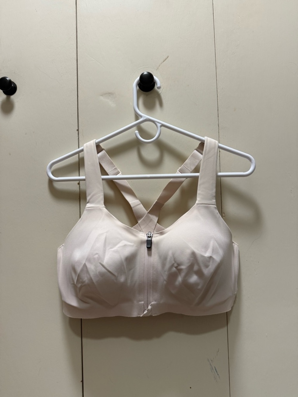 Victoria's Secret Front-Zip Sports Bra in Light Beige